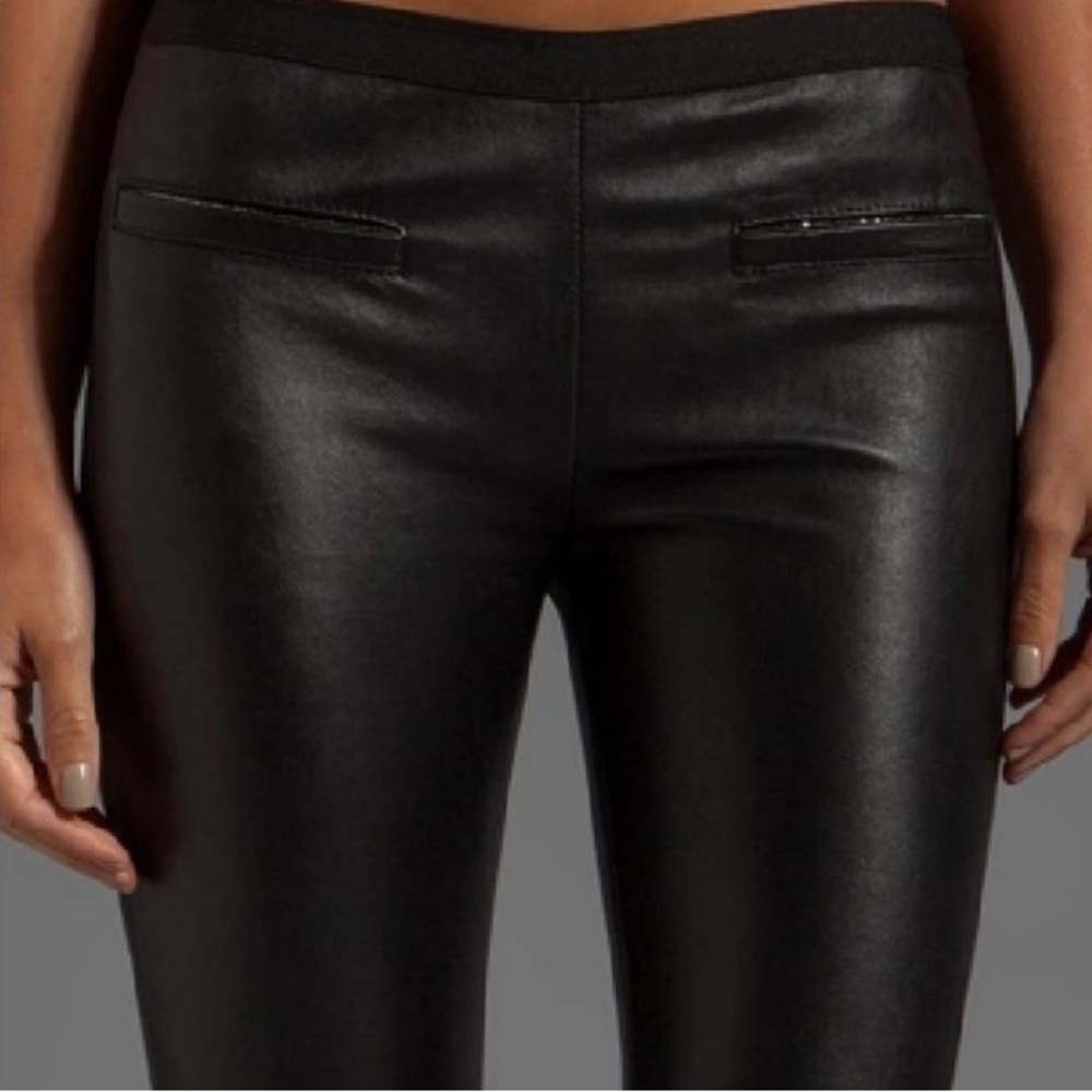 Black Milly Leather Low rise leggings sz 4 like butter